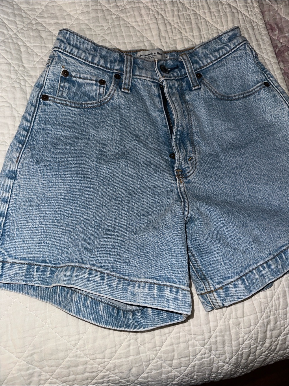 Abercrombie & Fitch Light Wash High-Rise Denim Shorts